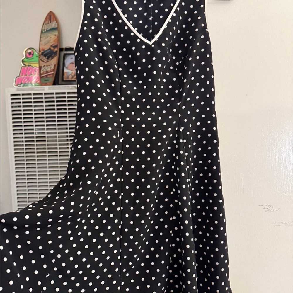Elegant Black and White Polka Dot Dress